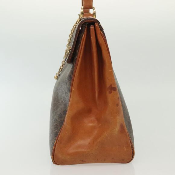 CELINE Macadam Canvas Hand Bag Pvc Leather Brown Gold - Picture 4 of 13